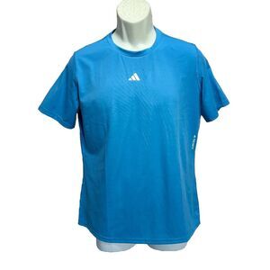 Adidas Tech fit Train Athletic Top‎ Blue Logo Short Sleeve Logo Size XL NWT
